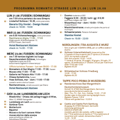 PROGRAMMA ROMANTIC STRASSE